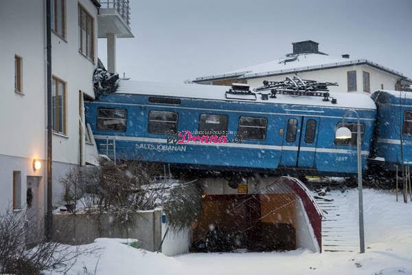 Local train embedded itself in a residential house