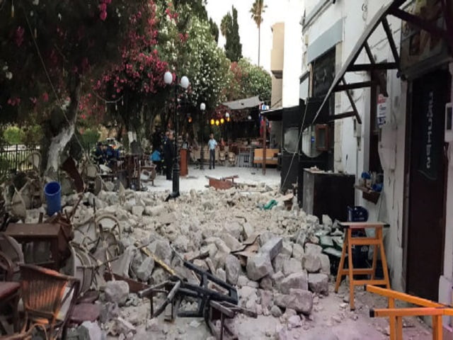 Damage caused by a quake in Kos
