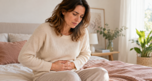 Donna con dolore pelvico causato dall’adenomiosi