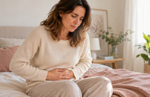 Donna con dolore pelvico causato dall’adenomiosi