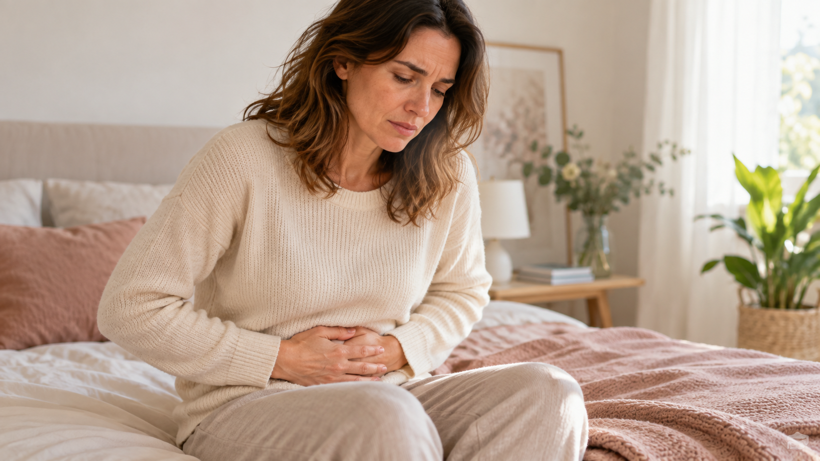 Donna con dolore pelvico causato dall’adenomiosi